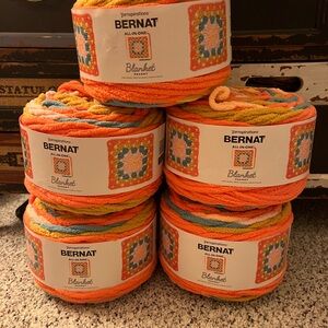 Bernat All-in-One Blanket Yarn - Orange Multicolor lot of 5